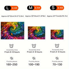 Spiral Flower Sea Wooden Jigsaw Puzzle with Irregular Animal Shapes