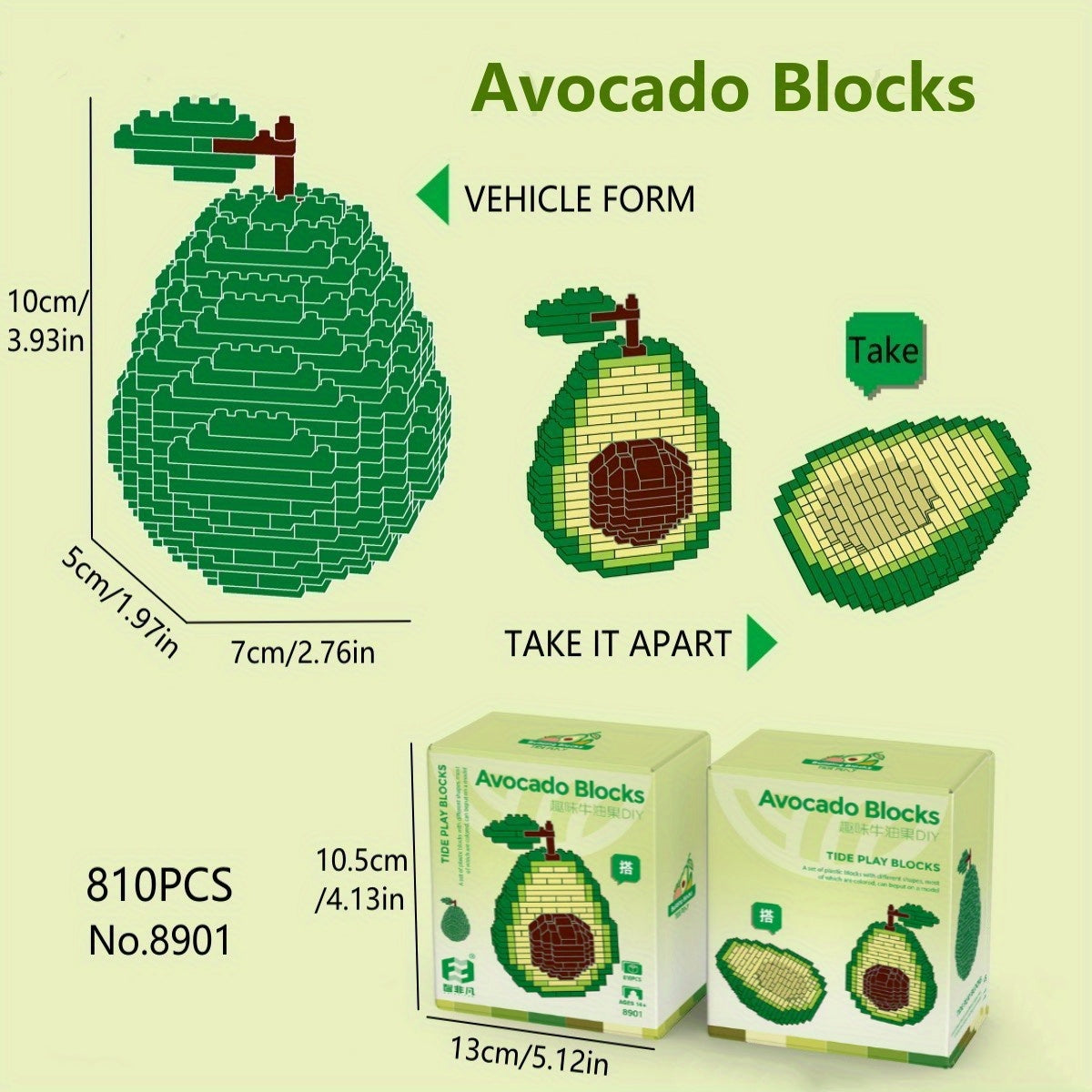 DIY Fruit Building Blocks Toys Banana Avocado Honey Peach