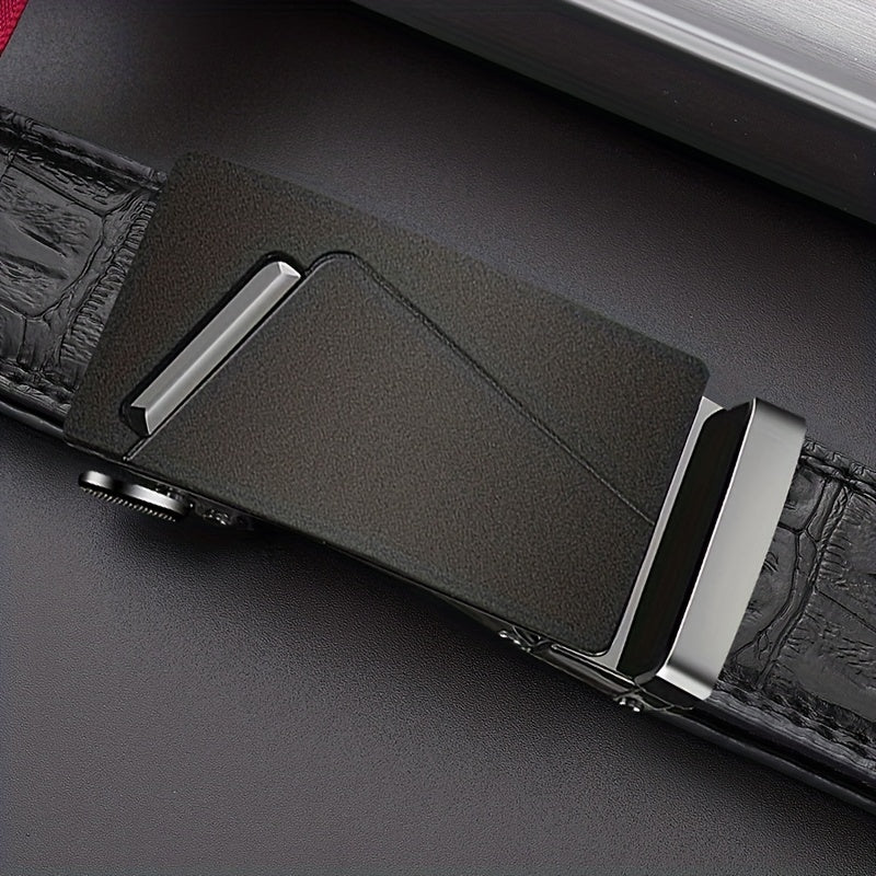 Men's Automatic Buckle PU Leather Belt for Outdoor Party Business