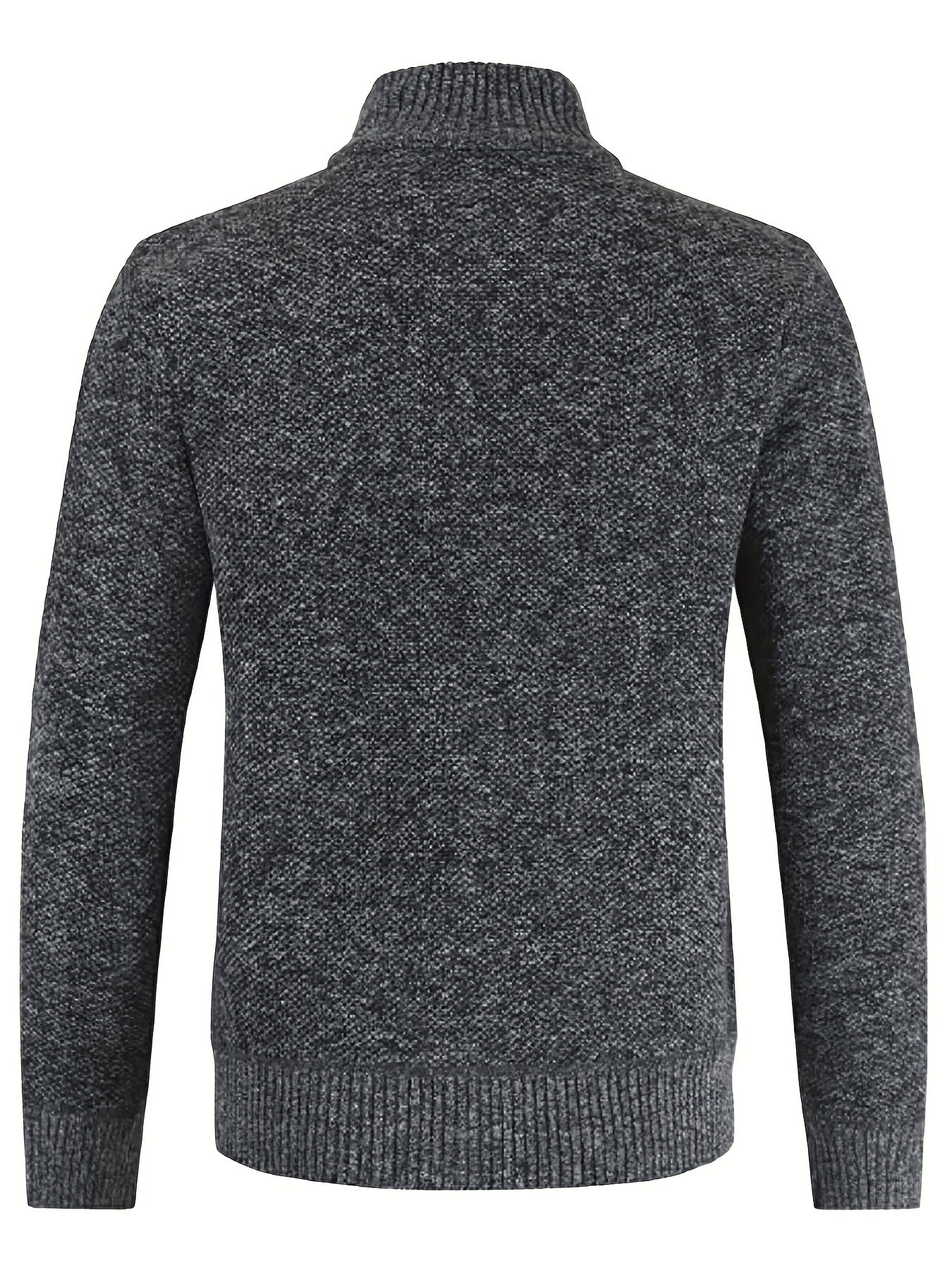Argyle Texture Warm Plush Cardigan Zip Up Sweater