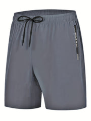 Men's Comfy Elastic Waist Drawstring Shorts Zipper Pocket