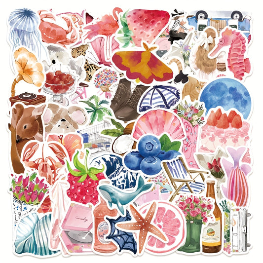 Cartoon Watercolor Theme Stickers Colorful Sealing Stickers