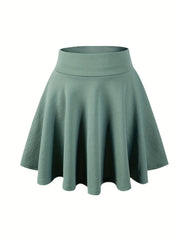 Kpop Solid High Waist Skater Skirts Casual Pleated Comfy Mini Skirts