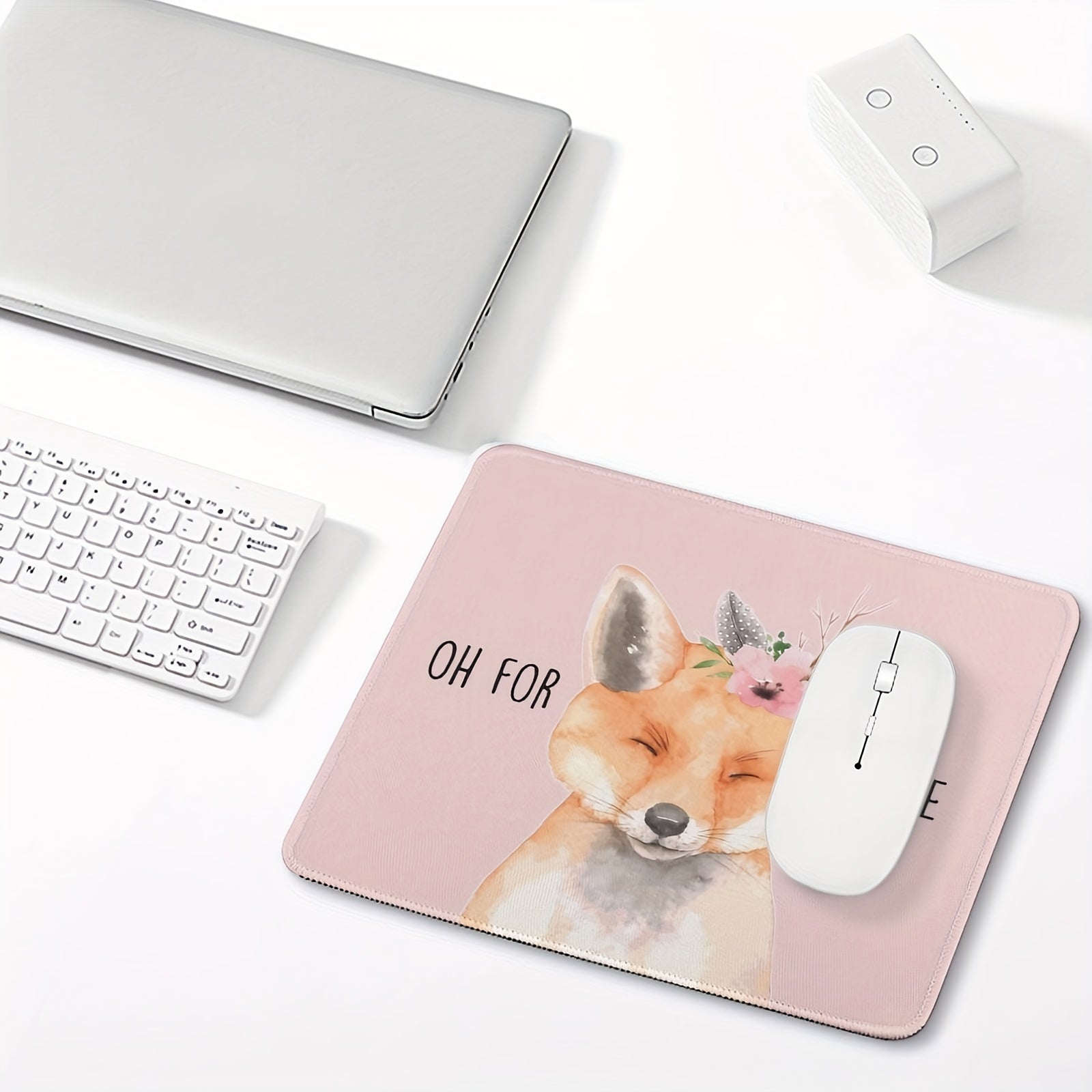 Pink Fox Mouse Pad Non Slip Rubber Base