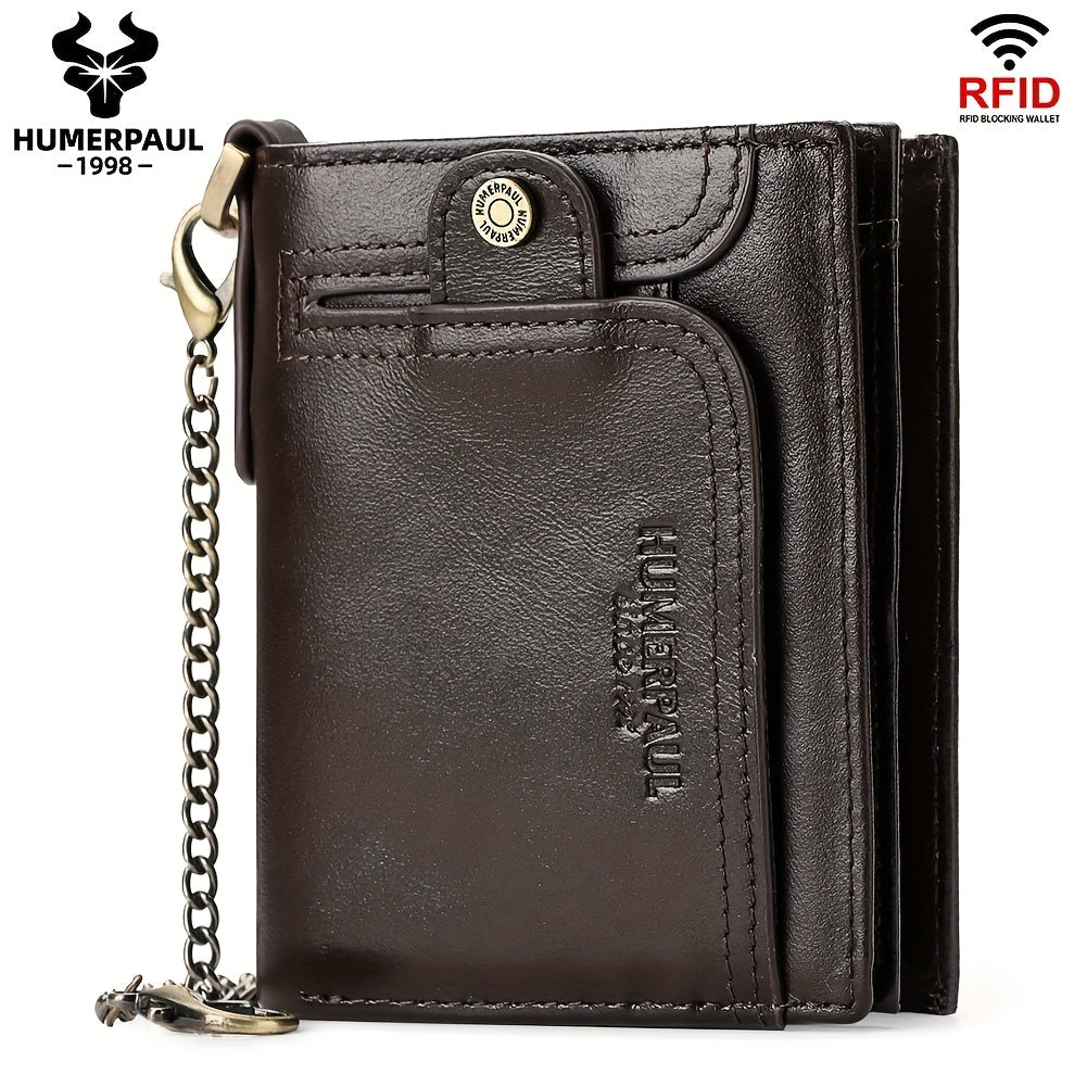 HUMERPAUL Leather Men's Wallet with Multi Function ID Credit Card Holder