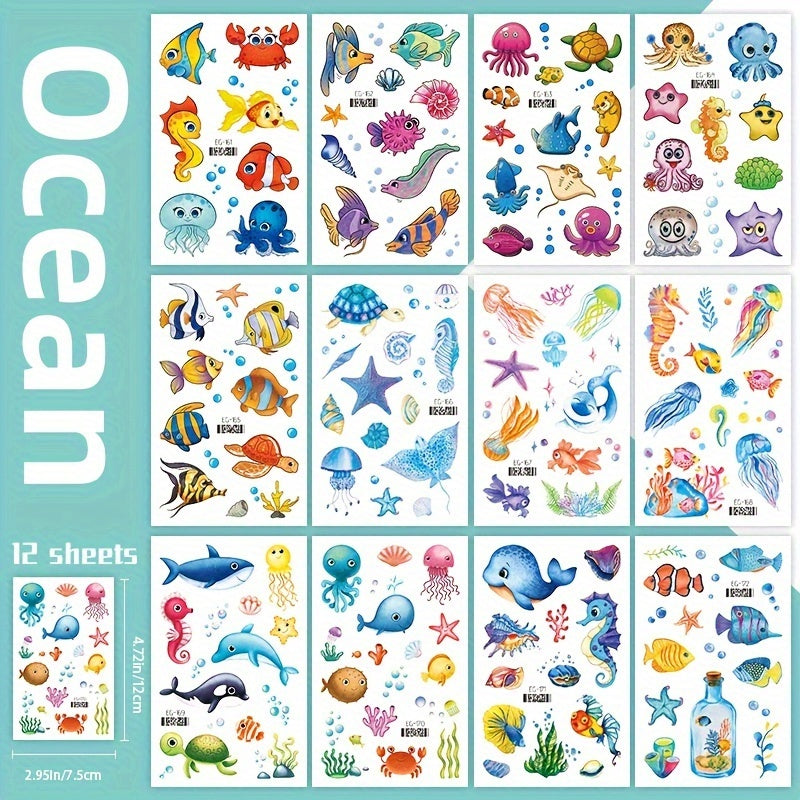 Glittering Ocean Sea Animals Temporary Tattoos Waterproof Lasting 2 5 Days