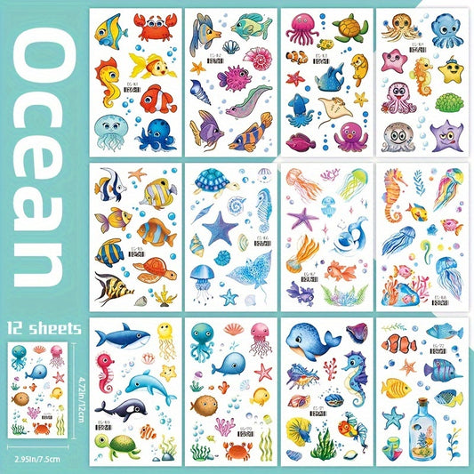 Glittering Ocean Sea Animals Temporary Tattoos Waterproof Lasting 2 5 Days