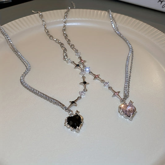 Y2K Irregular Heart Star Necklace for Women