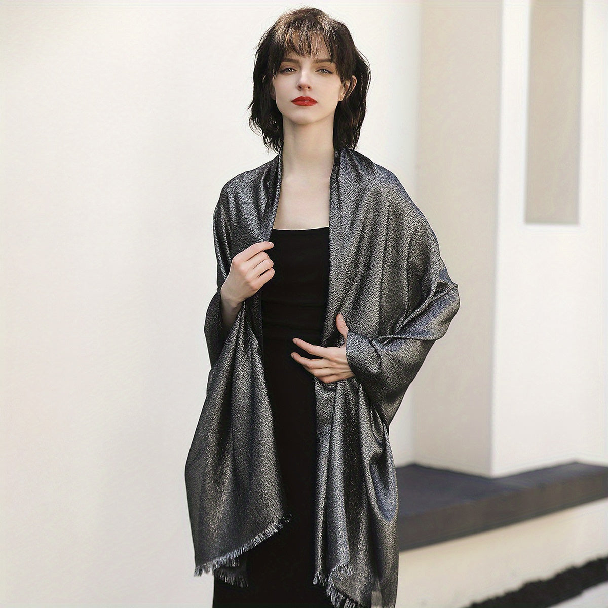 Glitter Tassel Shawl Long Scarf Wrap Women Cape For Party