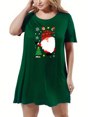  Santa Claus & Snowflake Print Lounge Dress