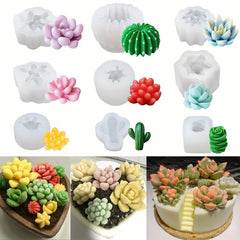 9pcs 3D Silicone Succulent Plant Chocolate Molds Baking Tool