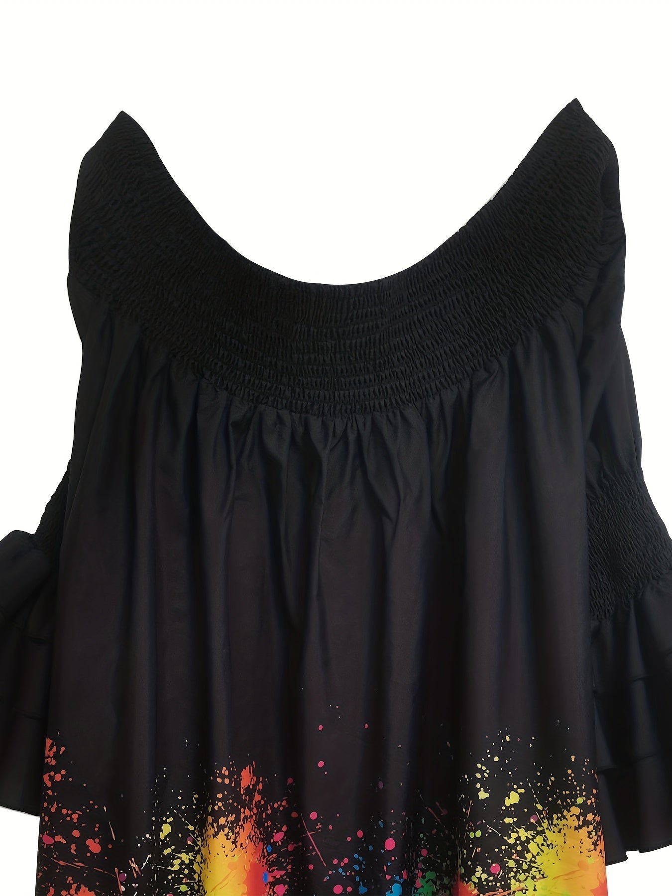  Casual Dress Women's Plus Ribbed Colorblock Off Shoulder Dress