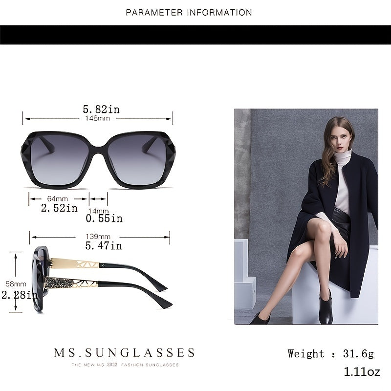 Oversized Polarized Sunglasses Women Rhinestone UV Protection