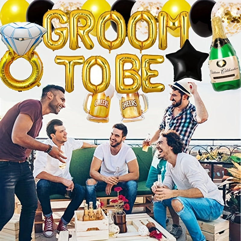 24pcs Men's Single Party Balloons Groom's Pre-wedding Decoration Set