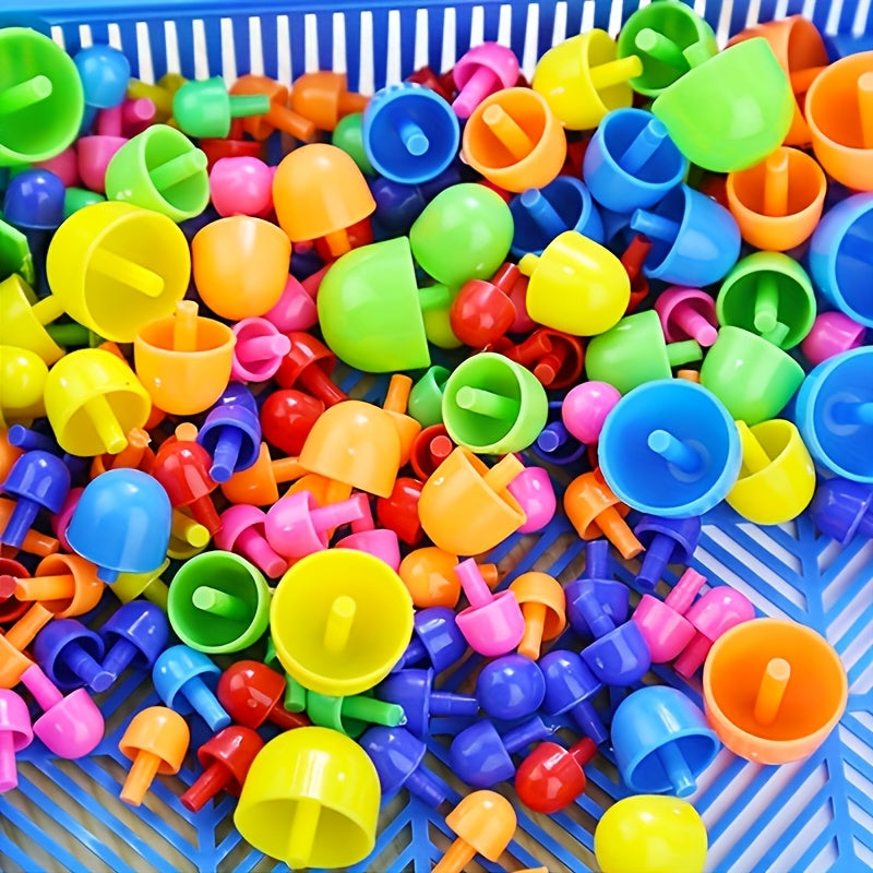 Colorful Mushroom Peg Puzzle Building Blocks Game Enhances Cognitive Skills