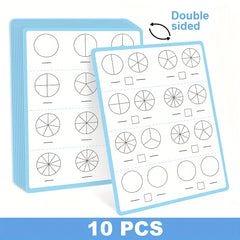 10 Pack COXCO Double Sided A4 Math Practice Papers Reusable Dry Erase Sheets