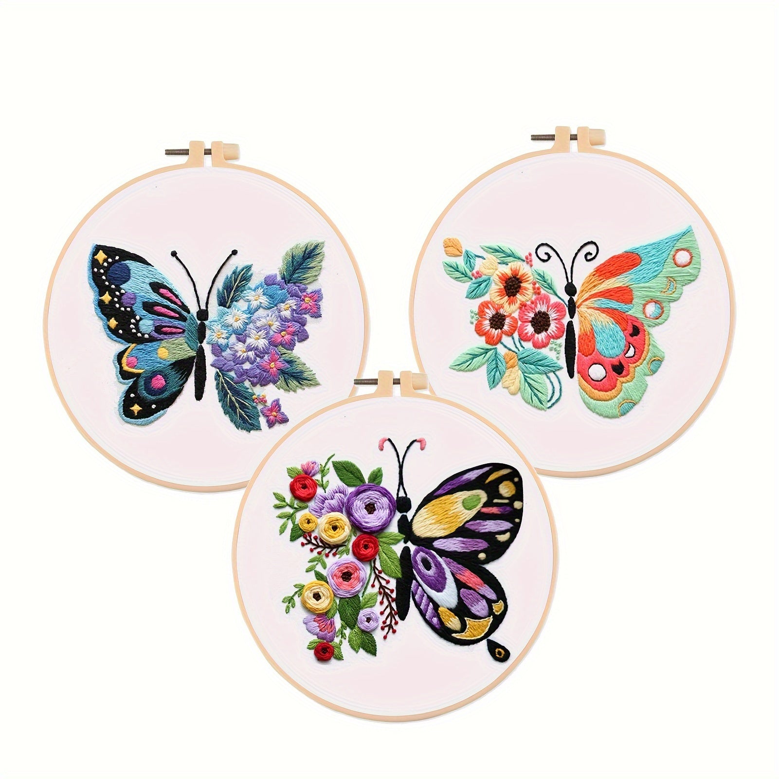 3pcs DIY Craft Embroidery Cross Stitch Kit Flower Pattern Gift