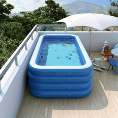 120in 4-Ring Heightening Swimming Pool, Single Layer Bottom, Square Family Pool