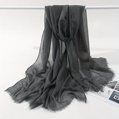 Minimalist Solid Raw Trim Scarf Casual Style Polyester Scarf Shawl