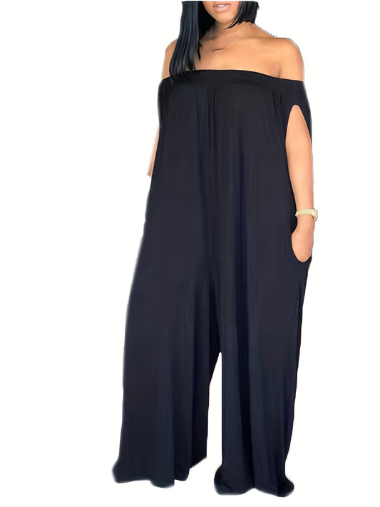Off Shoulder Wide Leg Jumpsuit Backless Casual Jumpsuit