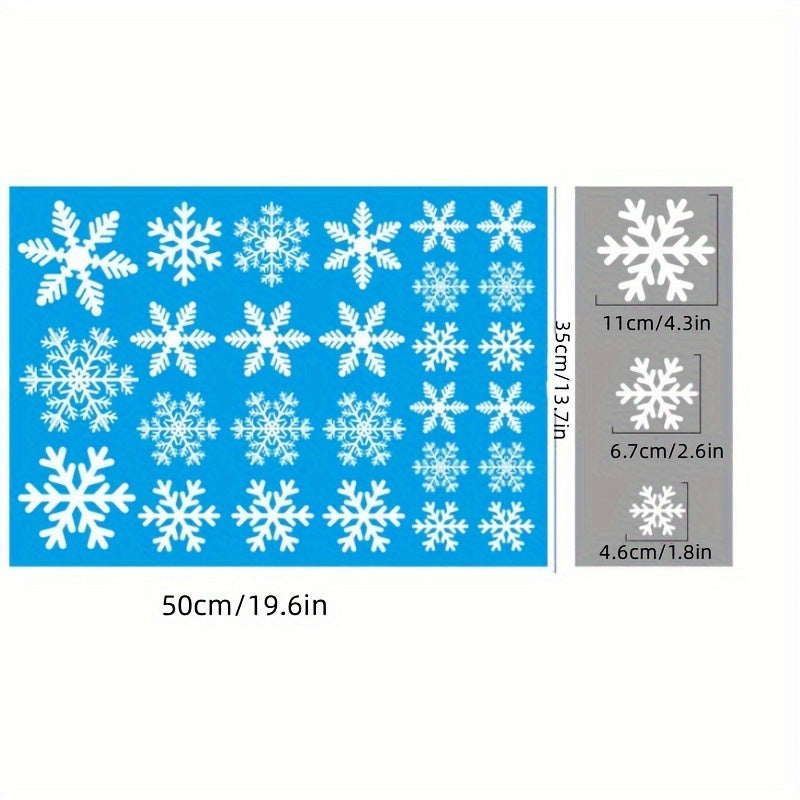 27pcs Christmas Window Cling Film Snowflake Window Decals Static Window Stickers