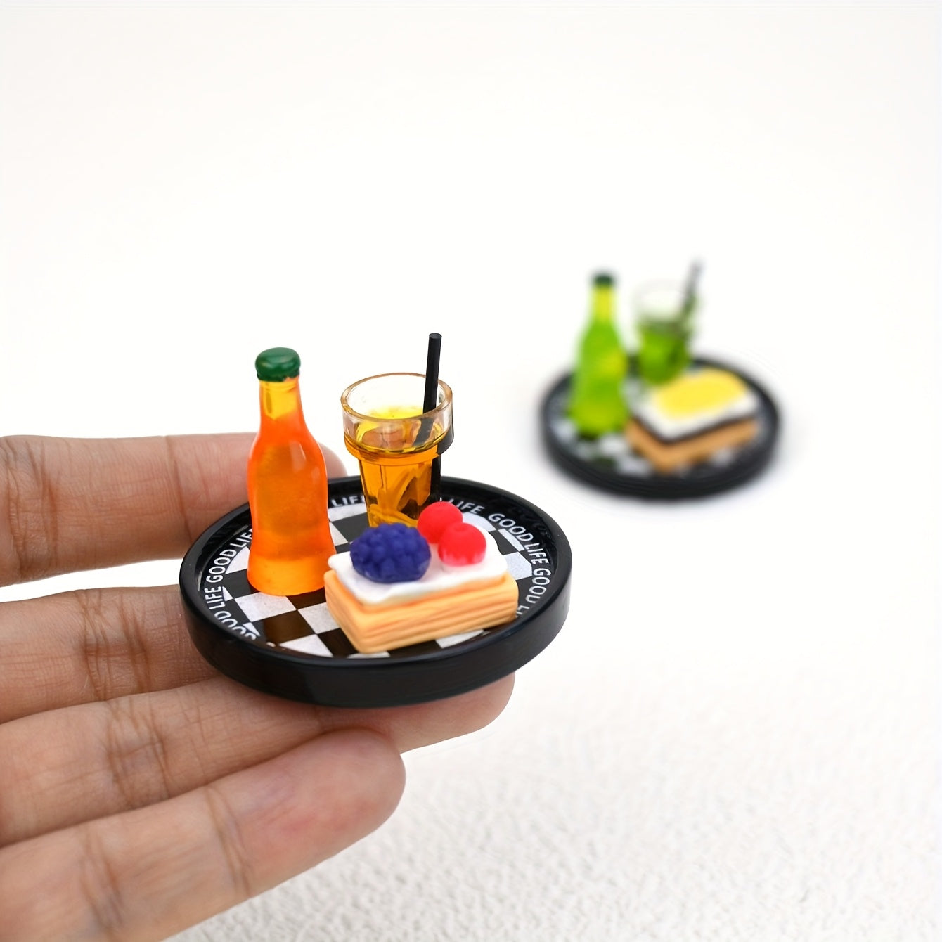 1:32 Scale Soda and Cake Set with Tray Dollhouse Accessories