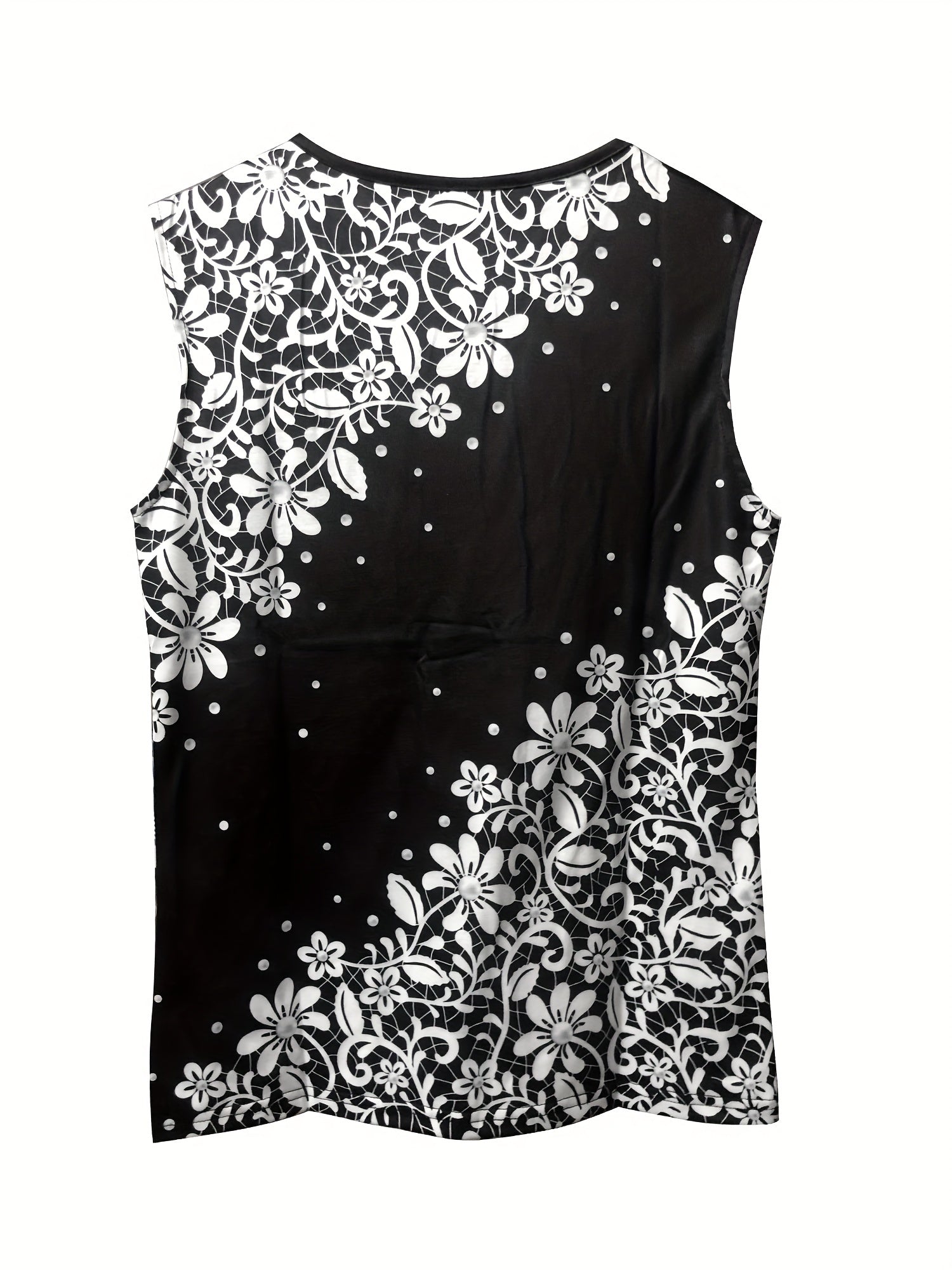 Floral Print Tank Top V-Neck Sleeveless Summer Casual Top