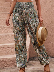  Boho Pants Women's Plus Paisley Print Wide Leg Harem Pants
