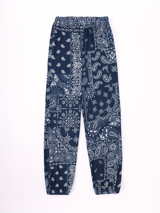 Girls Abstract Graphic Sweatpants Elastic Waist Loose Casual Sport Jogger Pants