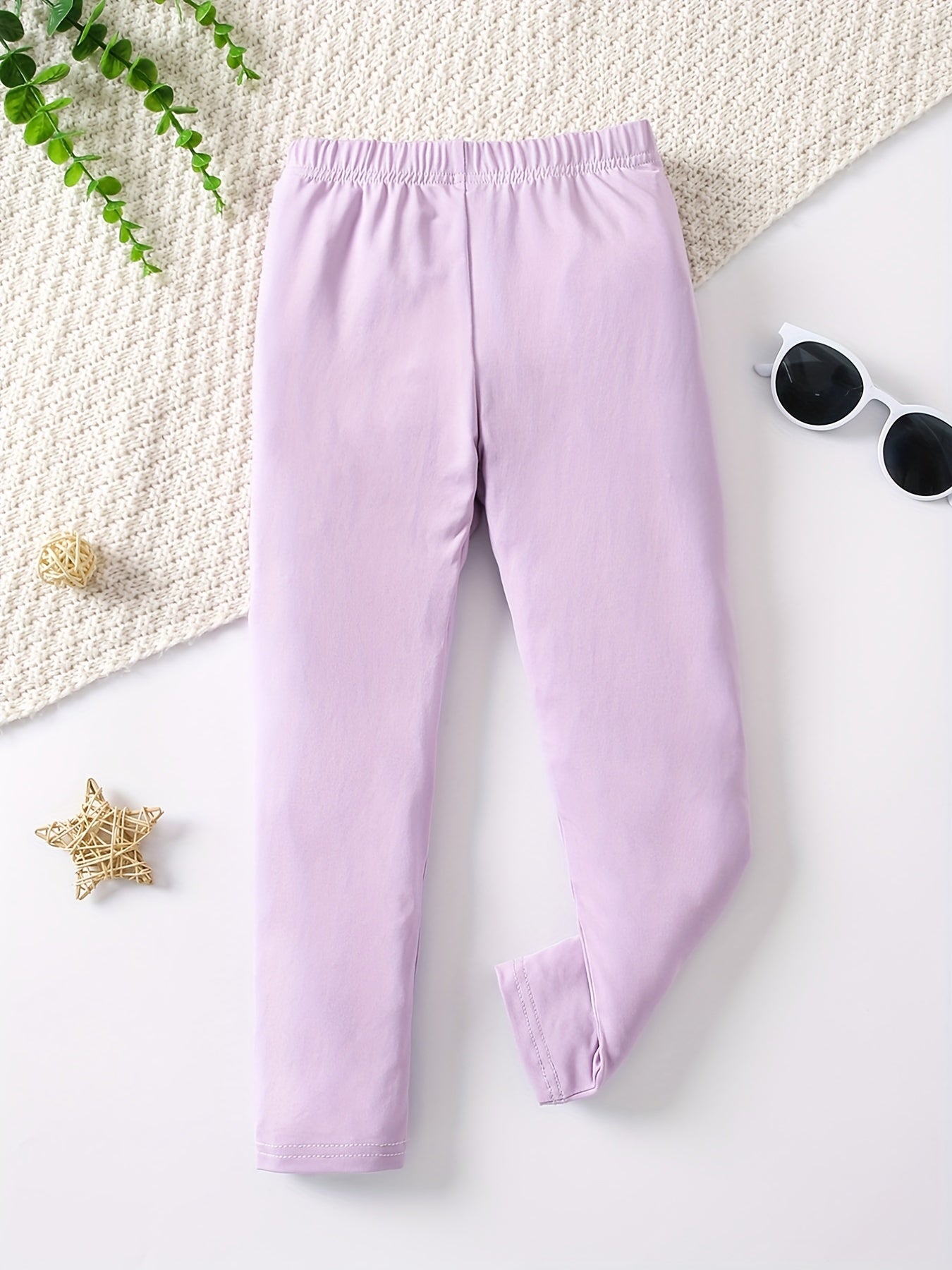 3pcs Girls' Stretch Legging Pants Plain Colors Stripe Print