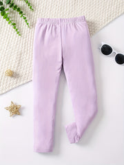 3pcs Girls' Stretch Legging Pants Plain Colors Stripe Print