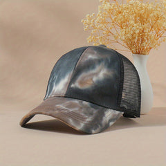 Ponytail Tie Dye Trucker Hat Unisex Baseball Cap Mesh