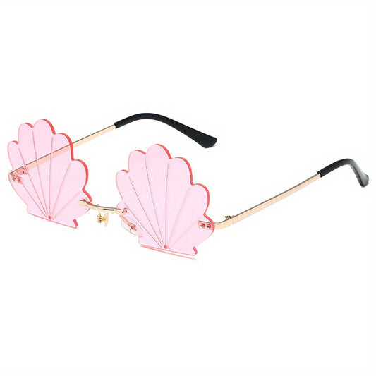 Y2K Shell Rimless Sunglasses UV400 Sun Shades