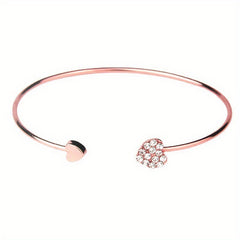 Full Drill Love Bracelet Double Peach Heart - Plated Heart Bracelet