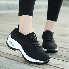 Women's Air Cushion Lace-Up Sneakers - Breathable Athletic Shoes