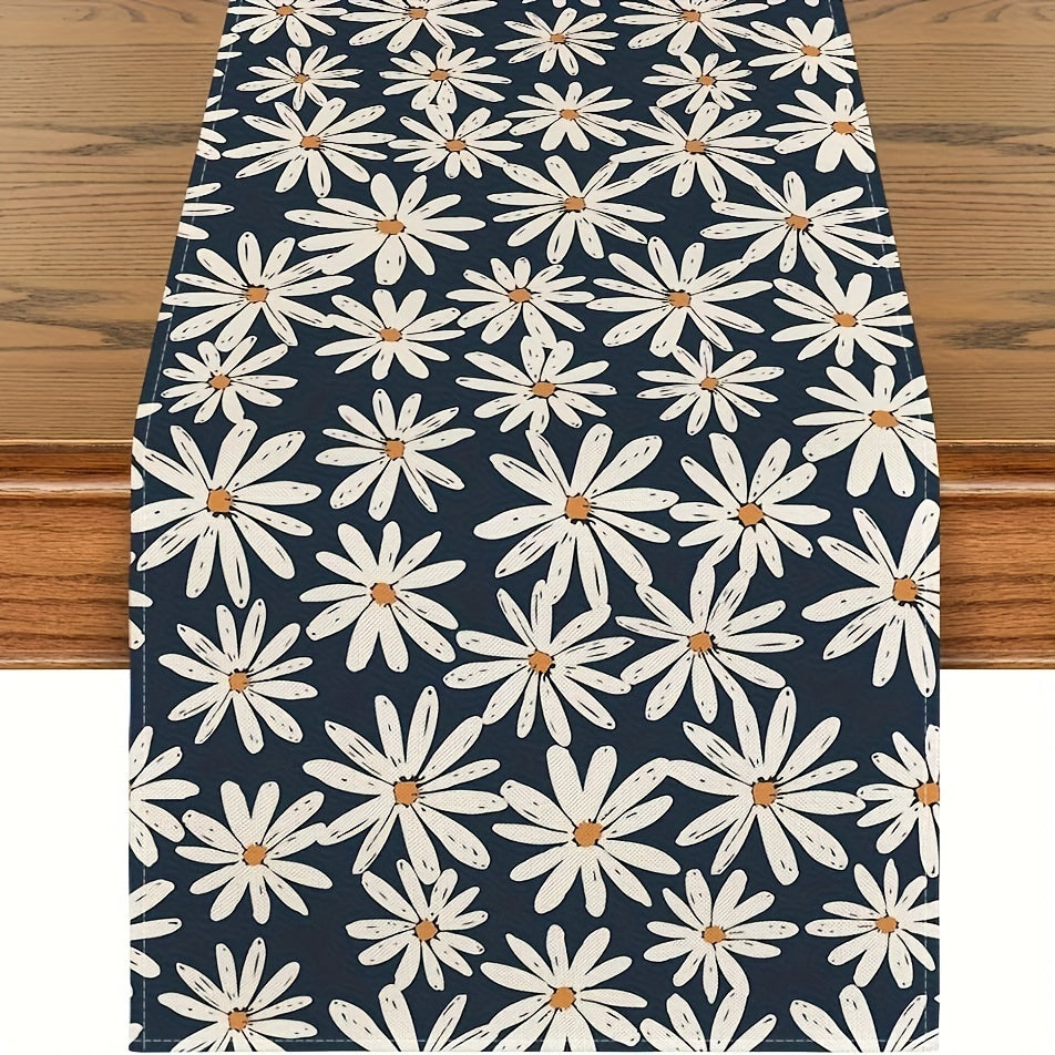 Navy Daisy Flowers Spring Table Runner Home Party Decor 33x182 Cm