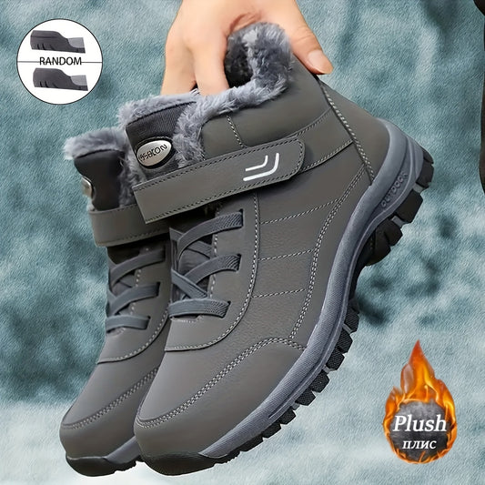 Men's High Top Snow Boots Cozy Non-slip Plush Outdoor Hiking Shoes