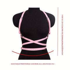 Pink Adjustable PU Harness Belt for Music Dance Club