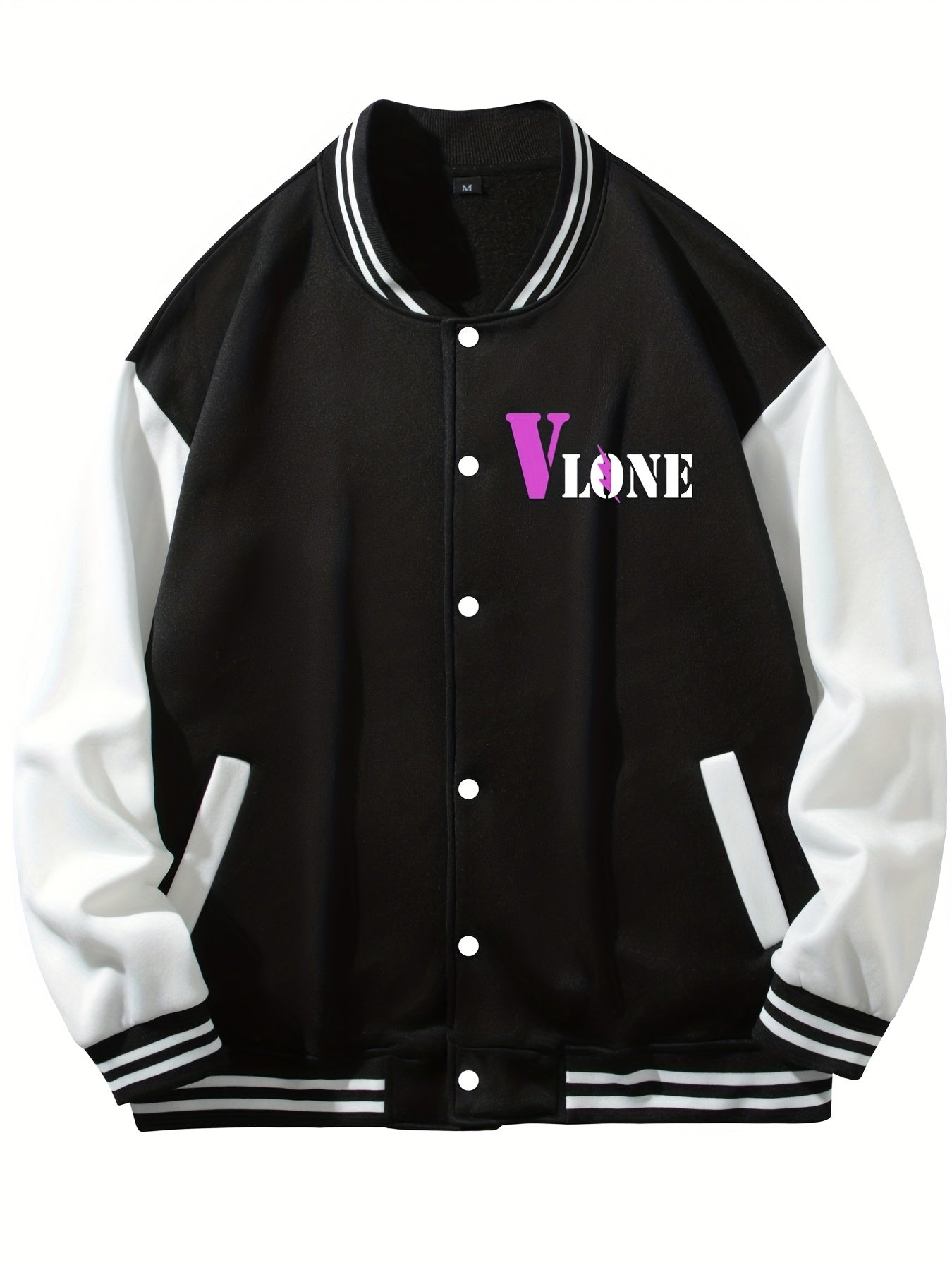 Butterfly Pattern Varsity Jacket Men's Block Button Up Jacket