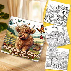 Highland Cow Coloring Book: 24 Single Sided Designs on Thick Smooth Paper