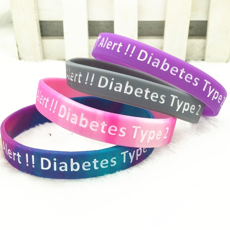 Sporty Diabetic Bracelet Slogan Graphic Stretch Wristband for Adults