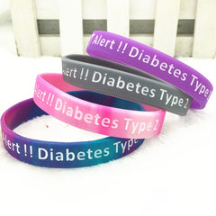 Sporty Diabetic Bracelet Slogan Graphic Stretch Wristband for Adults