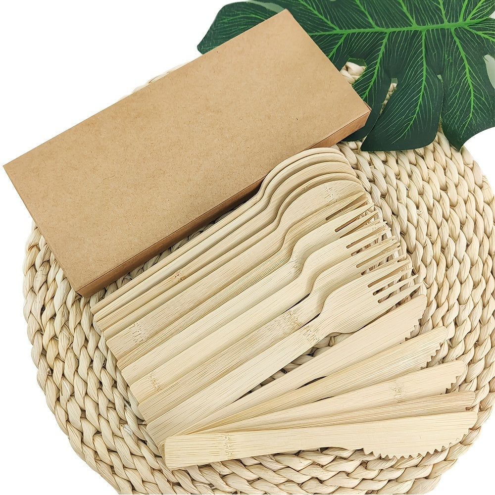 15pcs Bamboo Tableware Set Durable Eco-Friendly