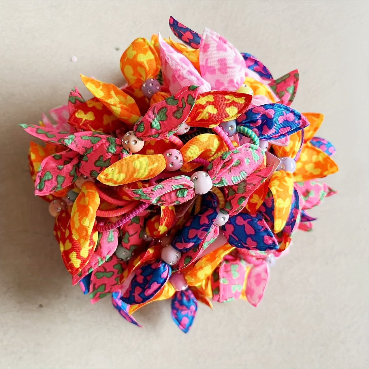 100pc Colourful Rabbit Ear Hair Bands Elastic Mixed Print Bowknot Hair Ropes
