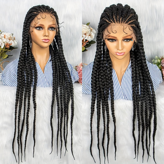 Full Lace Braided Wigs for Women Jumbo Box Braids Lace Front Wig with Baby Hair
