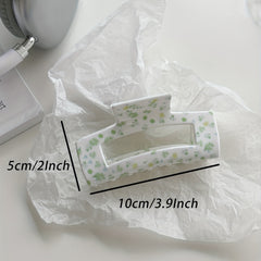 Flower Pattern Hollow Rectangle Hair Claw Acrylic Shark Claw Ponytail Holder