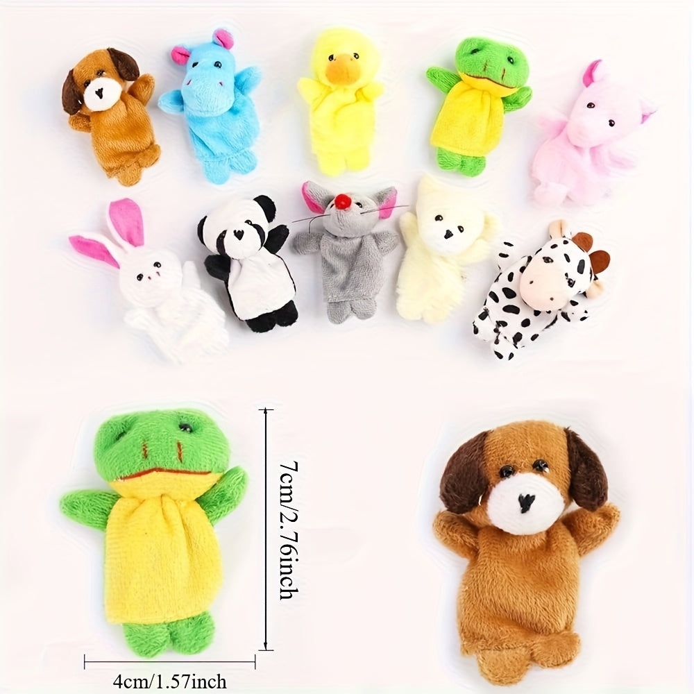 10pcs Mini Plush Animal Finger Puppets Soft Interactive Toys