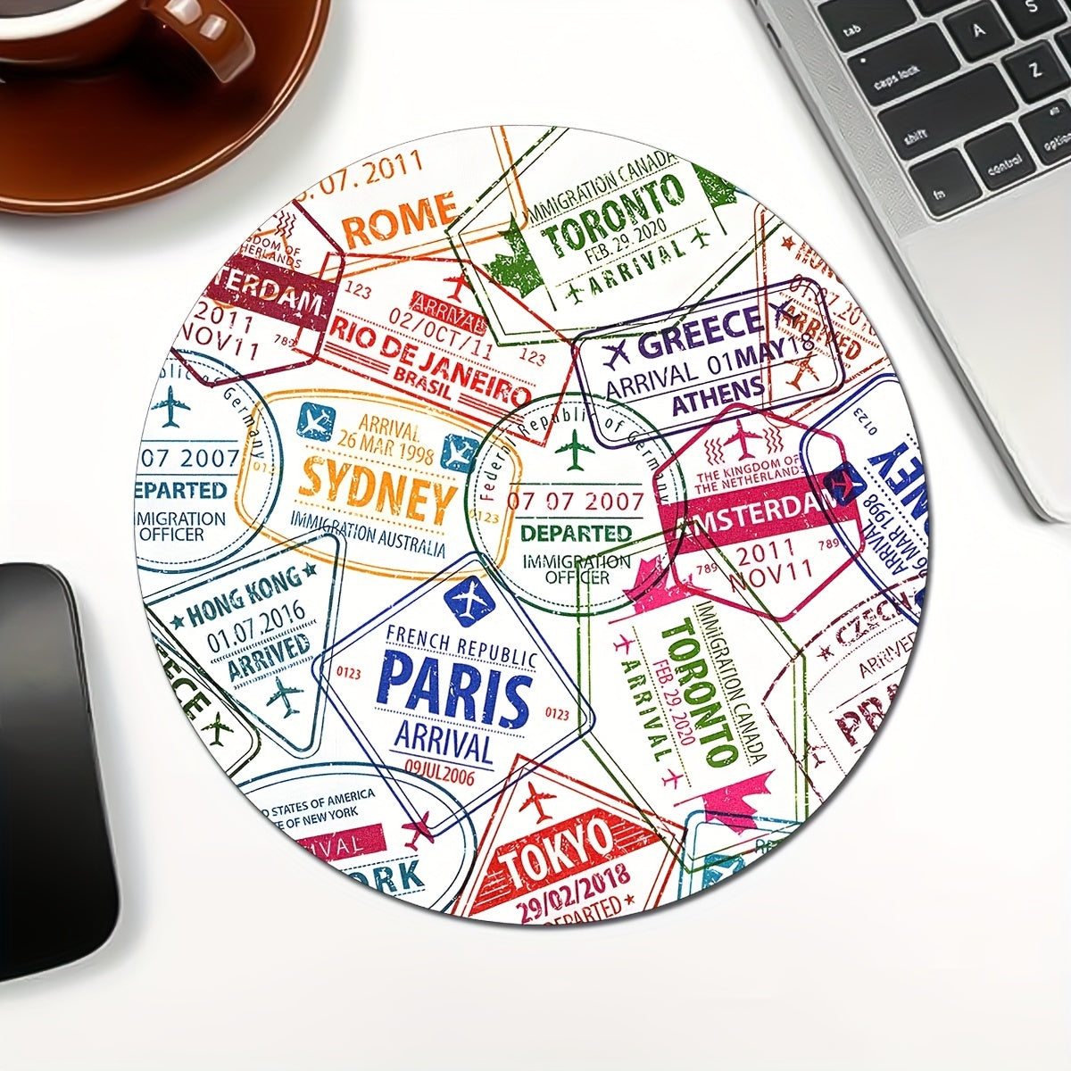 Colorful Aircraft Flight Destination Name Mouse Pad