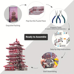 Piececool 3D Metal Puzzle Yuewang Tower Model Kit