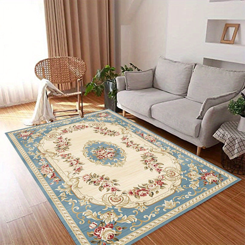 Vintage Floral Area Rug Stain Resistant Washable Anti Fatigue Water Absorbent